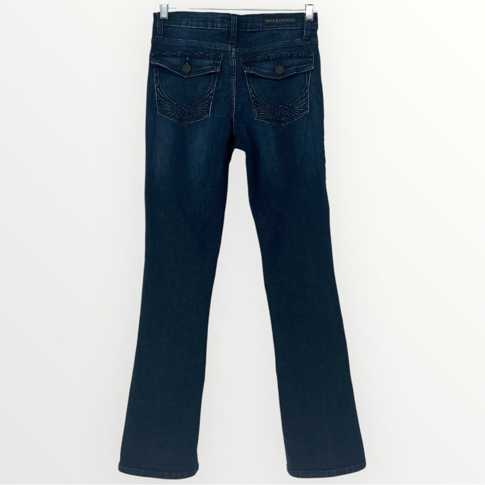 Rock & Republic Women's Size 8 Kasandra Stretch Bootcut Denim Jeans Studded READ - Picture 2 of 14